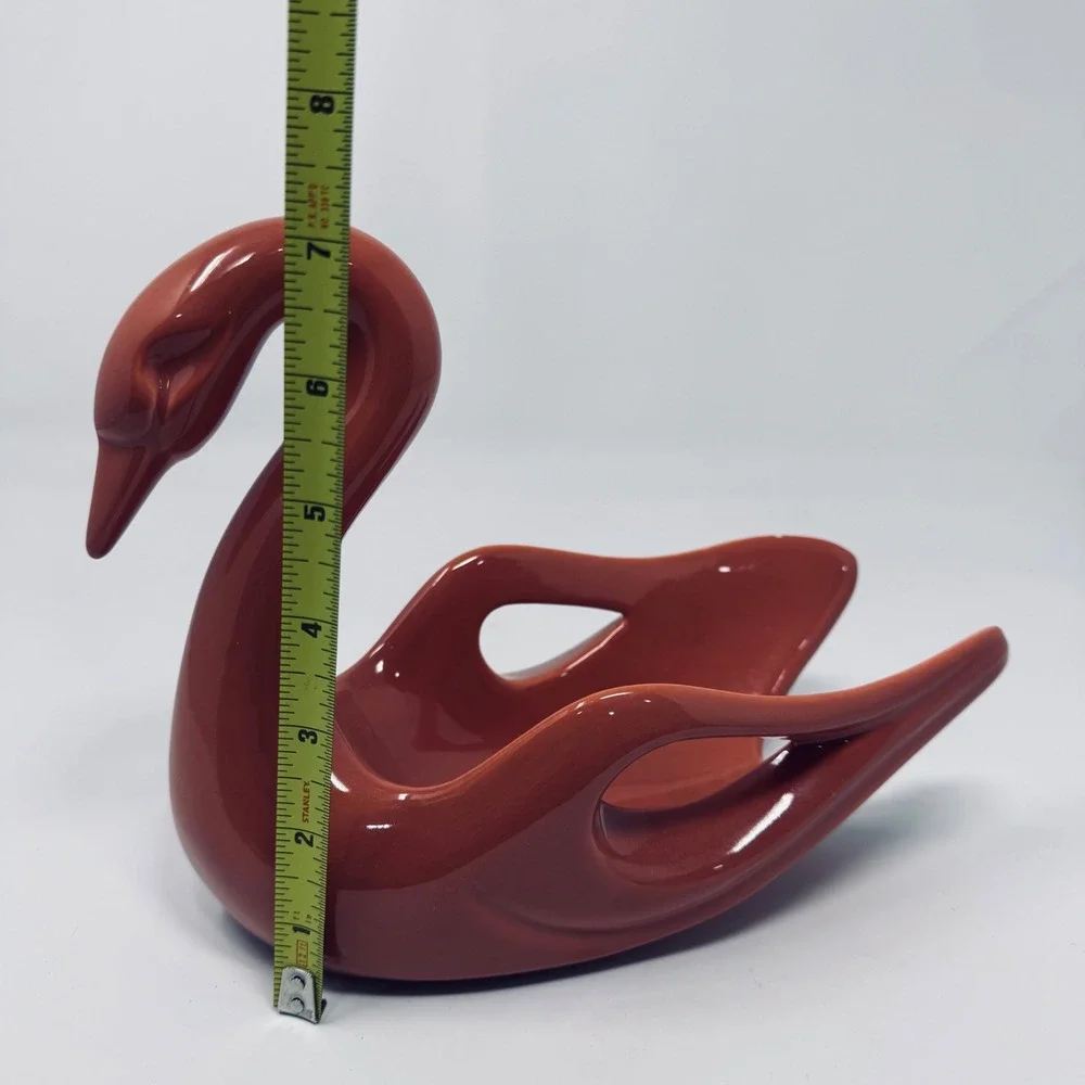 Vintage MidCentury Rust Orange Ceramic Swan Towel Holder Hollywood Regency Style